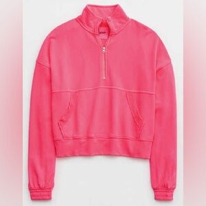 women’s aerie pink quarter zip size xs